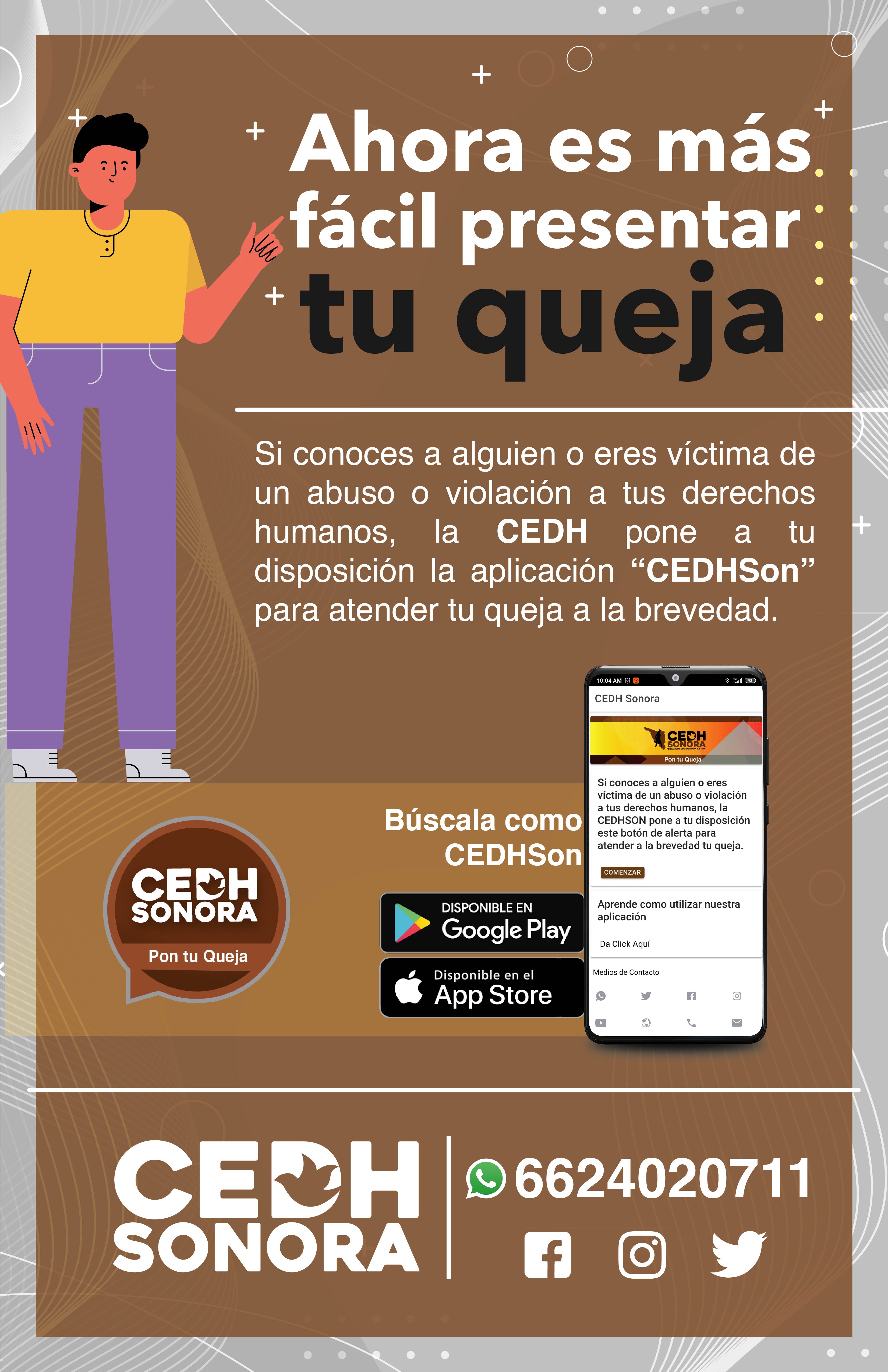 Crea CEDH Sonora App y Whatsapp para quejas